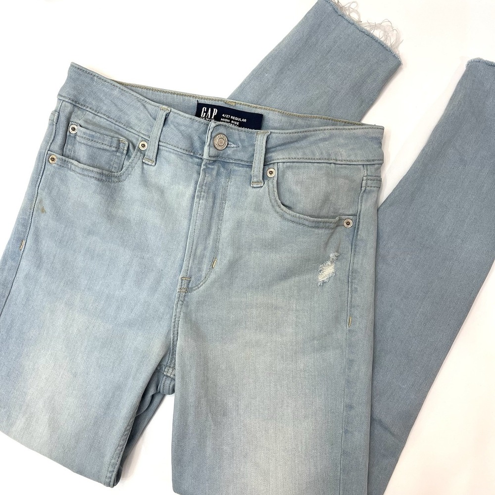 Gap Women's High Rise Universal Legging Jean Distressed Size 4 27 Raw Hem